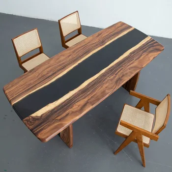 Stil chinezesc jurnal de luat masa, masă de ceai, întreg consiliul de mobilier, Sud-American, din lemn de nuc rășină epoxidică bord mare, masă,