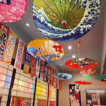 Japoneze Ulei Umbrelă De Hârtie Restaurant Decorare Plafon Umbrela Lampă Clasică Cherry Blossom Umbrela Izakaya Tavan Farmec