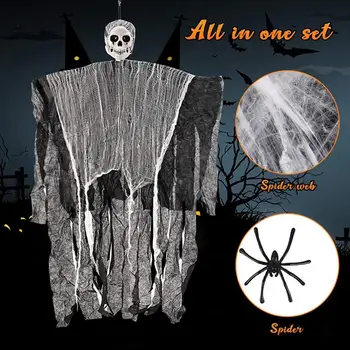 Realist Grim Reaper Decor Infricosator Halloween Decoratiuni Agățat Grim Reapers Pânze de păianjen Mini Păianjeni pentru Interior/exterior