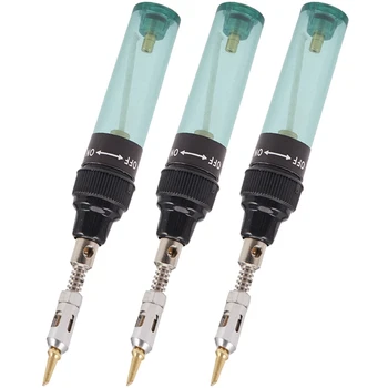 3X Acumulator Lanterna de Lipit MT-100 Butan Gaz Soldering Iron Pen(Verde)