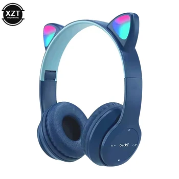 Căști compatibil Bluetooth setul cu Cască Căști Wireless Copil LED Fata Stereo Pliabila Sport Căști Microfon Cască Drăguț Urechi de Pisică