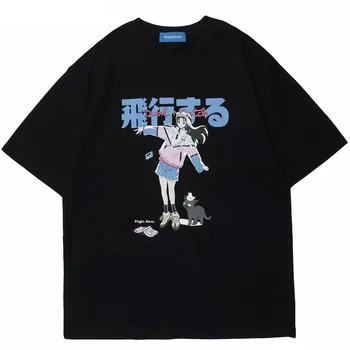 2023 Harajuku Fata de Desene animate Pisica Femeile Japoneze Topuri Tricou Streetwear Barbati Tricou de Vara cu Maneci Scurte Tricou Topuri Tricouri Unisex