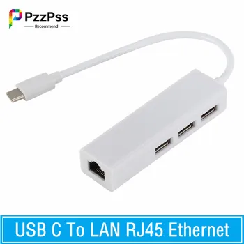 HUB USB 3.1 de TIP C pentru Rețea Ethernet Adaptor LAN 100Mbps RJ45 USB-C Cu 3 Porturi HUB USB Splitter Pentru MacBook Pro Laptop