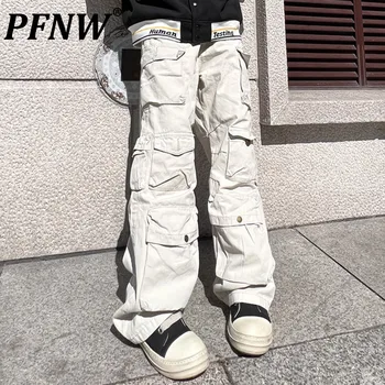 PFNW Primavara-Vara Noi Bărbați Moda High Street Multi de Buzunar Liber Casual Drept Pantaloni Trendy Pantaloni Largi Picior 12Z1097
