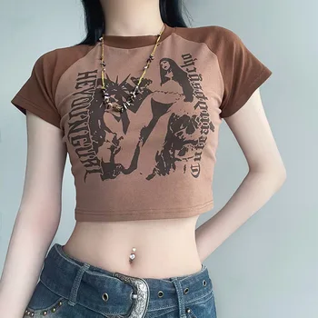 Femei T-Shirt Y2k Culturilor Topuri Baby Teuri Grafice Tricouri Vara Coreeană De Moda Harajuku Streetwear Maneci Scurte Estetice Haine