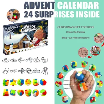 Numărătoarea inversă 2022 Calendar Advent Calendar de Crăciun Teaser Creier Sârmă de Metal Puzzle-uri Jucarii Logica Cadouri de Crăciun pentru copii Adulți