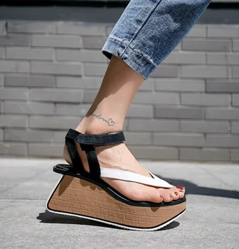 Vara Femei Sandale Casual sex Feminin 6CM Platforma Liane Flip Flops Plat Pantofi de Plaja Femeia Gladiator Pene Plus Dimensiune