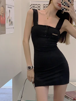 2023 haine de vară noul negru slim suspensor rochie de sex feminin scurt stil sexy spice girls show subțire fusta sac de șold