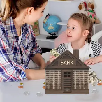 Cutie De Bani Din Lemn, Casa Formă De Bani Banca Reutilizabile Caseta De Bani Cu Obiectivul De Economisire Mini Numerar Caseta De Bani Pentru Decor Acasă