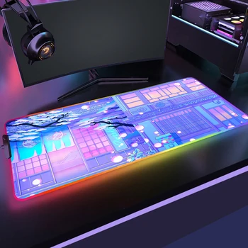 Jocuri Mouspad Luna Peisaj RGB Cauciuc Mous Pad Cu iluminare din spate Non-Alunecare de Mare Gamer Mouse-ul Mat Mare a CONDUS Jocul Accesorii de Birou XXL