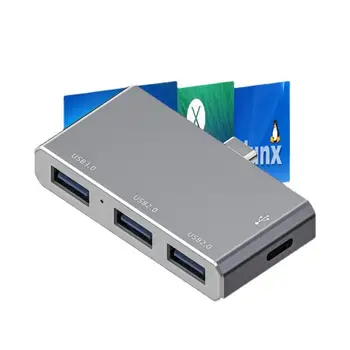 RYRA 4 in 1 Mini din Aluminiu USB 3.0 Hub 3 Porturi Multiple Expander-C USB 2.0 Hub Pentru Calculator PC