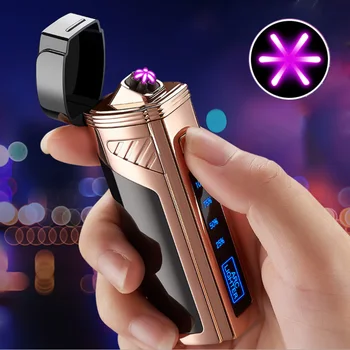 Lux 6 ARC fără flacără Usb Rece Bricheta Touch Comutator Cu Cutter Trabuc Windproof Acendedor Eletrico Baterii Gadget-uri Pentru Barbati