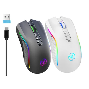 Reîncărcabilă 2.4 G Wireless RGB Gaming Mouse Ergonomic Gaming cu iluminare din spate Soareci pentru Laptop PC