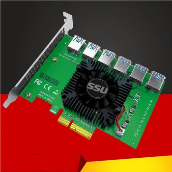 PCI Express X4 20Gb de la 1 la 6 Riser Card PCI-E PCI-E Adaptor Slot PCIE 4X la 16X USB 3.0 Coloană Extender Pentru Bitcoin Miner Minier