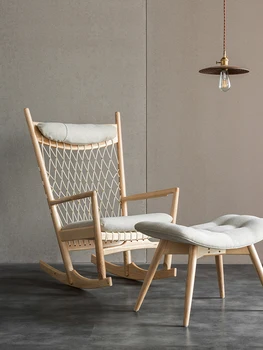Nordic din lemn masiv balansoar acasă living pui de somn lounge scaun de designer singură persoană canapea scaun on-line celebritate tesatura