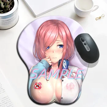 Nakano Miku Sexy Fată Mare oppaii 3D Mouse Pad cu Încheietura Restul Silicon Peste Ceas Gaming Mousepad Anime Birou Mat