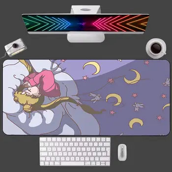 Roz Sailor Moon Peisaj Mouse Pad Gaming Jucători de Viteză de Blocare Marginea de Cauciuc Gamer Birou Birou Mousepad Tastatura Mat 90X40