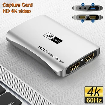 4K 60fps HD Video Capture Card USB 3.0 Loop-out compatibil HDMI cu Audio Microfon de Streaming pentru PS4 5 Nintendo Comutator de Captare