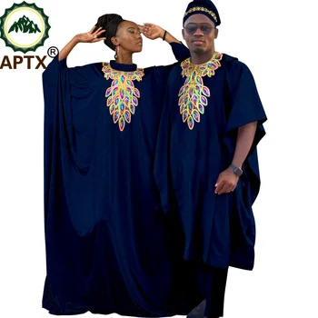 2023 APTX din Africa de Cuplu Costum Bărbați Femei Broderie Halat Cămașă Pantaloni Pălărie Ankara Riche Tinuta 4 Piese Set de Cauzalitate Purta T23C004