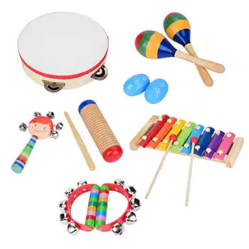 13PCS Copilul de Instrumente Muzicale de Jucărie din Lemn Instrumente de Percutie Set Jucarie Montessori Pentru Copii, Educație Preșcolară