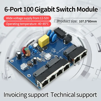 Personalizate 6-port 100m Ethernet industriale comutator de rețea modulul 4+2 rezistent la temperaturi ridicate de protecție la trăsnet 5-52V larg