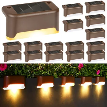 16 BUC Solare cu LED-Pachet Lumini Exterior Impermeabil Alb Cald Pas Gard Balustrada Gradina Curte de Decorare Perete Lampă de Scări de Lumină