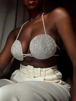DEIVE TEGER 2023 Noi de Vara Femei Cristal de Diamant Bikini Sutien Lanț de Bijuterii Sutien Sexy Suspensor Top Club de noapte, Îmbrăcăminte