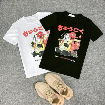 2023 Japoneză Streetwear FEMEI Tricou Hip Hop Amuzant Grăsime Panda Samurai Tricou de Vara cu Maneci Scurte Tricou Harajuku Bumbac Tees