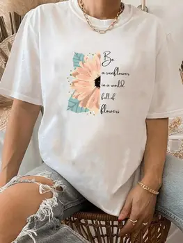 Flori Scrisoare Tendință Cute Print T Shirt Îmbrăcăminte de Vară de Top de Bază Femei Haine de Moda cu Maneci Scurte Tee Grafic T-shirt