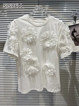 SISPELL Mozaic Floral Tricouri Pentru Femei Scurte Gât Rotund Maneca Casaual Pulover Tricou de Vara pentru Femeie 2023 Îmbrăcăminte de Modă