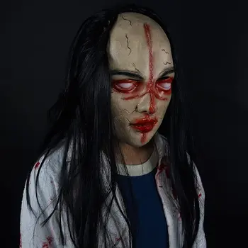 Grimasă Masca Fantoma Zombie Înfricoșător Latex, Piele cu Par Lung Realist elemente de Recuzită de Halloween