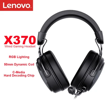 Lenovo X370 prin Cablu Joc cu Cască cu Iluminare RGB C-Media de Greu de Decodare Chip 30DB Microfon de Înaltă Sensibilitate 50mm Dinamic Bobina