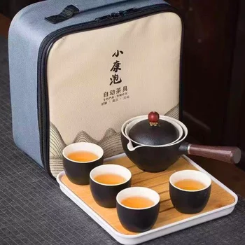 Porțelan Chineză Kung fu Set de Ceai Portabil Ceainic Set cu 360 de Rotație aparat de Ceai și Infuzie Portabile, Toate într-Un Sac de Cadouri