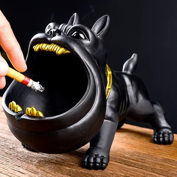 Bulldog Scrumiera Ceramica Acasă Meserii Desktop Ornament Câine Animal De Statuie Cheie Resturi Cutie De Depozitare Țigară Accesorii Cadou Barbati
