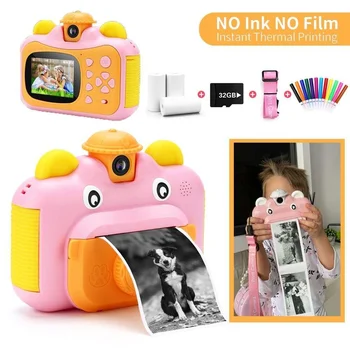 Camera de copii pentru Imprimare Instantanee Camera Copiilor aparat de Fotografiat Digital Video HD 1080P Camera Foto de Jucarie cu 32GB Card de Imprimare Termica Camera