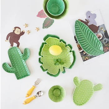 Creative Ceramice Cactus Speciale În Formă De Sushi Desert Castron Placa De Plante Tropicale Tacamuri