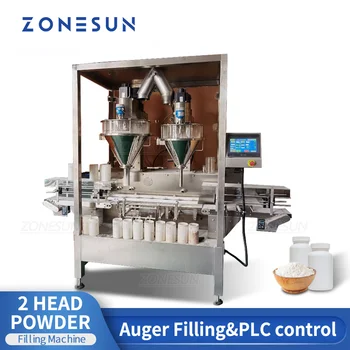 ZONESUN 2 Capete Automate Auger Pudra Amestecand de Umplere Mașină Pentru Producție
