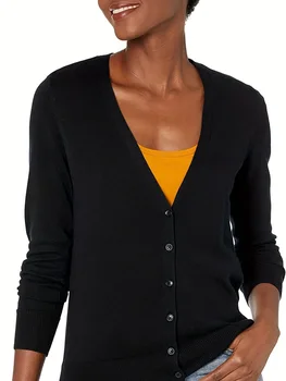 2 buc Toamna Cardigane pentru Femei Usoare Tricot Cardigan Pulover V neck Solid Simplu din Umeri Deschise Față Confortabil Uza