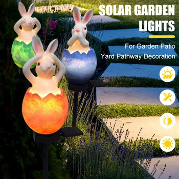 E2 LED Solar Iepure Pisica Veveriță Figurina Sol Introdus Lumini Rășină Iepure Coajă de ou Lămpi de Grădină Vilă masina de Decor