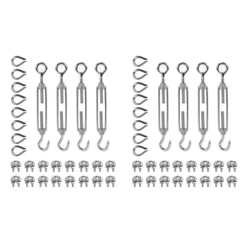 8Pcs Cuplare/Tensiune(Ochi&Cârlig, M6), 32-Buc 1/8 Inch Wire Rope Cablu Clip/Clemă(M3), 16-Buc Degetar(M3)