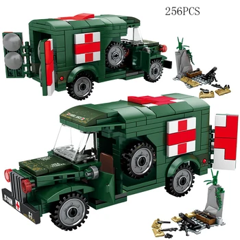 Război mondial, Statele Unite ale americii Vehicul Ocoleste T214-WC54 o Ambulanță Militară Model pentru a Construi un Bloc WW2 Forțelor Armate Cifre Caramida Jucărie Pentru Cadou