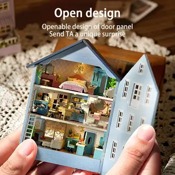 Noi Diy Din Lemn In Miniatura Kit De Construcție De Case Cu Mobilier Lumina Molan Mini Casa Casa Jucării Lucrate Manual Pentru Fete Gi F1p7