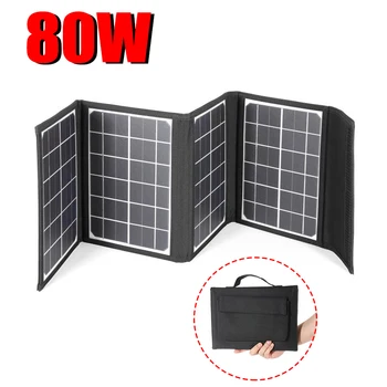 80W în aer liber Portabil Pliabil Celule Solare Sac de 5V Solar de Încărcare Rapidă Dual USB de Ieșire de Înaltă Eficiență Panou Solar Rucsac