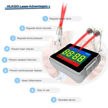 LLLT Low Level Laser Viziona de Înaltă Tensiunii Arteriale Ceas cu Laser Pentru Fluxul de Sange Încheietura Ceas Roșu Dispozitiv