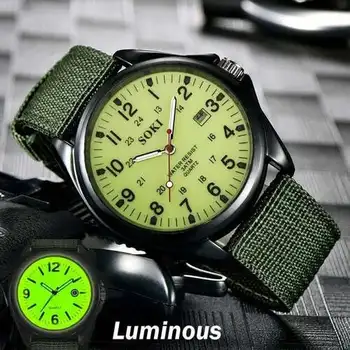 Ceas militar pentru Bărbați de Calitate de Top de Brand de Lux Cuarț Mens Ceasuri Luminos Panza Banda Relogio Masculino de Moda de sex Masculin Ceas