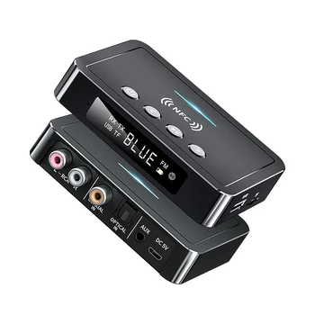 bluetooth-compatibil 5.0 Audio Adaptor NFC LED-uri de Afișare apeluri Hands-free 3.5 MM AUX RCA Suport USB/TF Card de Redare de Emisie-recepție