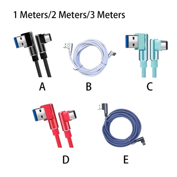 1 2 3 Metri De Tip C 90 De Grade Telefon Cablu De Date Dublu Cot Linie De Încărcare Cablu De Încărcare Rapidă 2 Un Curent
