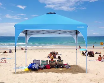 Până Cort Baldachin,Easy Setup Instant De Protecție Solară Plajă Adăpost,Portabil Sport Cool Cabana(Cer Albastru)