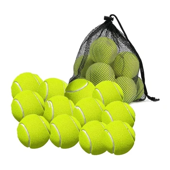 12 Pack Mingi De Tenis Cu Sac De Depozitare - Fin De Calitate Cu Pereți Groși Minge De Tenis - Perfect Pentru Tenis Și Cricket