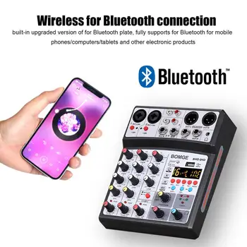 Wireless cu 4 canale, Mixer Audio UE Plug Portabil de Sunet de Amestecare Consolă USB Bluetooth MP3 Computer de Intrare 48V Phantom Power Cu Microfon